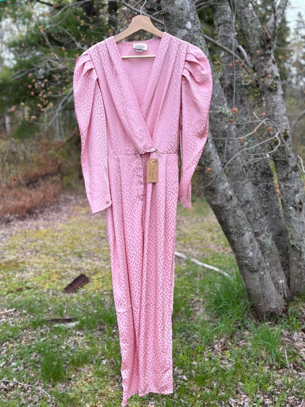 Vintage Pink Silky V-Neck Jumpsuit